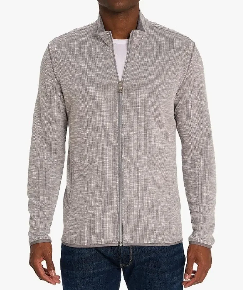 Robert Graham Sz L Kobra Full Zip Long Sleeved Track Jacket Sweater Gray